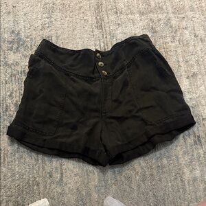 Women's Black Button-Up Shorts